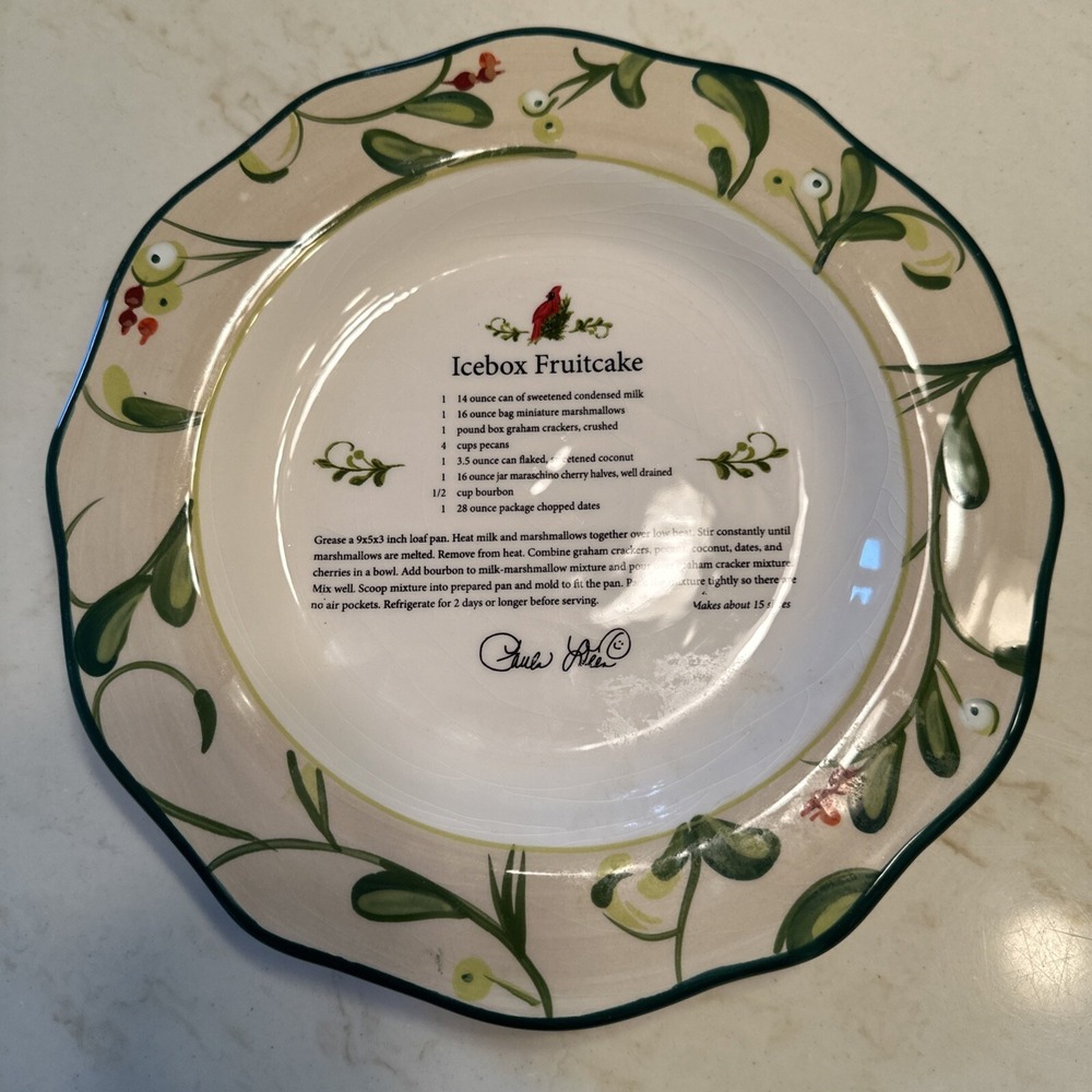 Paula Deen At Home 9" Plate Home for the Holidays Icebox Fruitcake Hand Painted